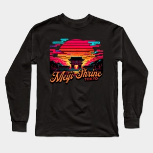 Meiji Shrine Tokyo Sunset Graffiti Design Long Sleeve T-Shirt